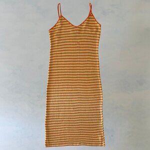 Double Zero Vibrant Striped Knit Maxi Dress Cover Up